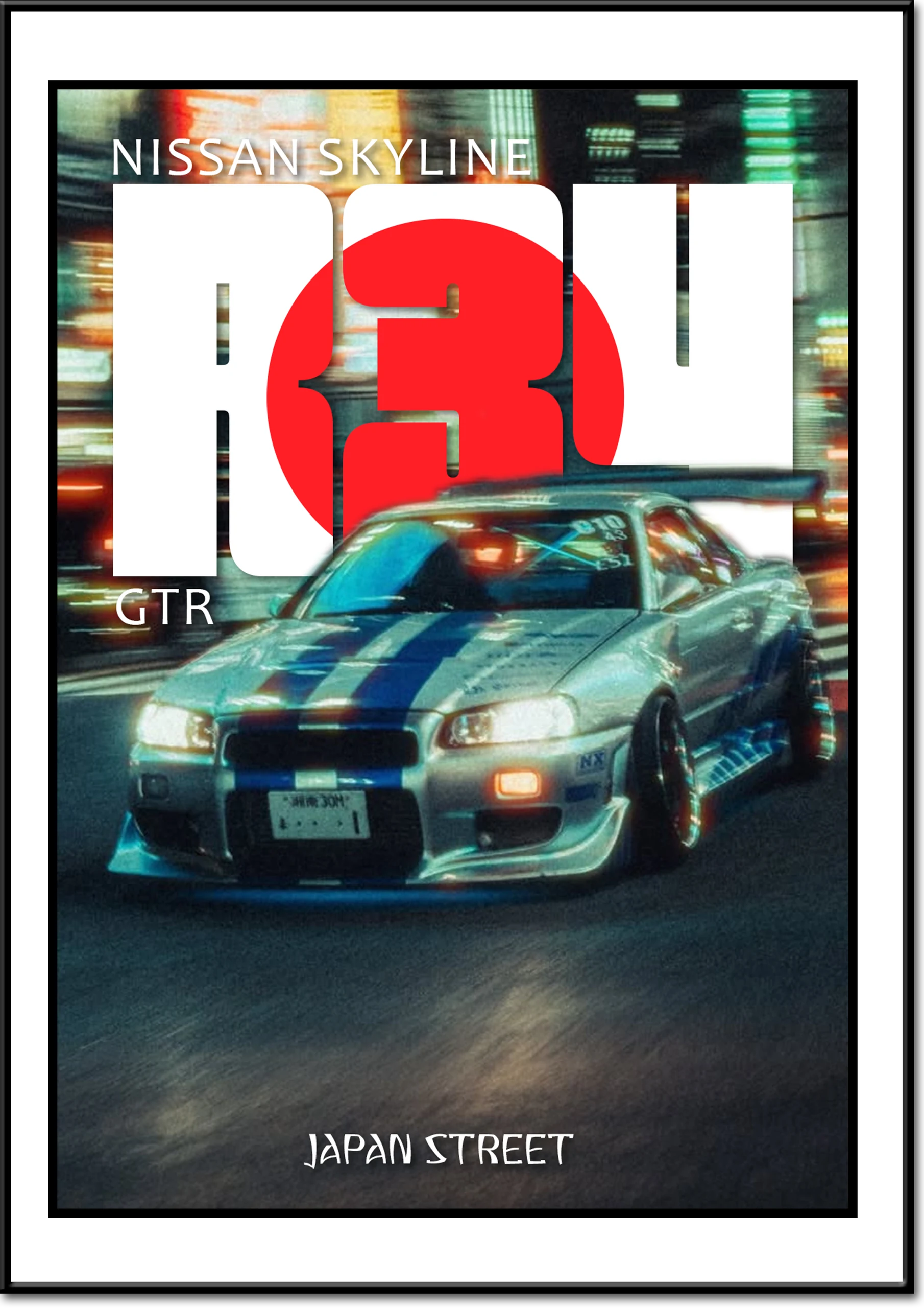 Cadre Nissan Skyline GTR R34 Format A2
